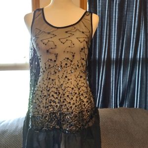 Love 2 Be Loved- Sheer Black Sequined Tank, sz Sm. (Like new!)